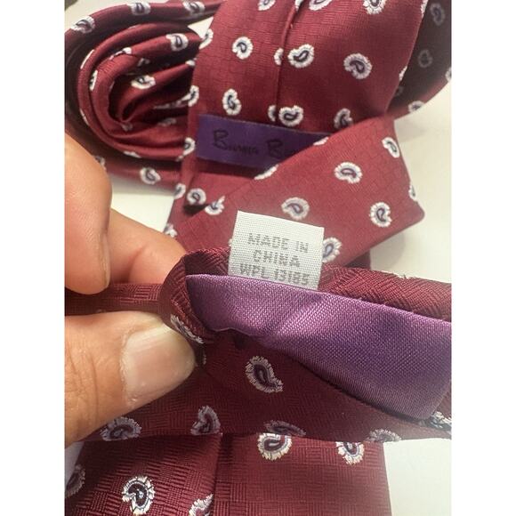 Burma Bibes Red Paisley Tie Necktie 100% Silk 57” - Picture 3 of 6